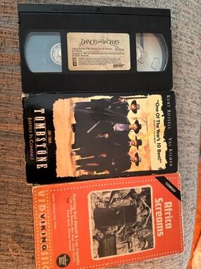Tombstone VHS Tape - Western Movie Cover in Black and Yellow